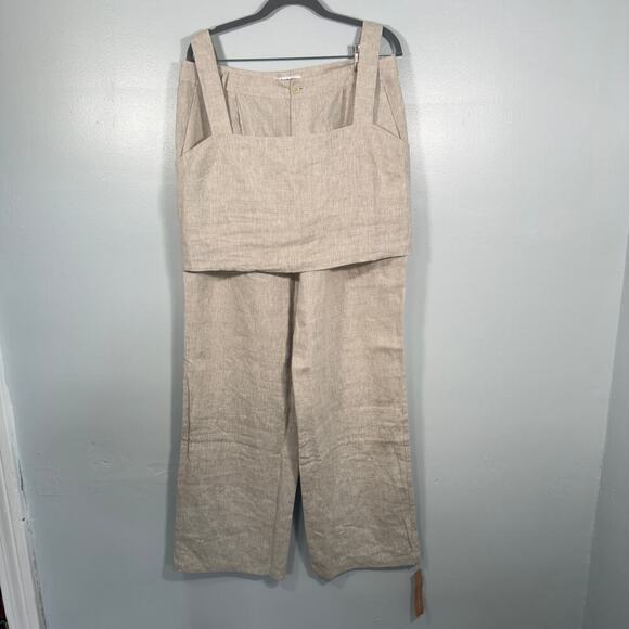 Reformation Linen Oliva 2 Piece Set Size 12 Beige Oatmeal NEW - Picture 2 of 10